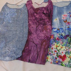 Unbranded Lot of 3 short sleeve light weight tops size Large (see measurements)